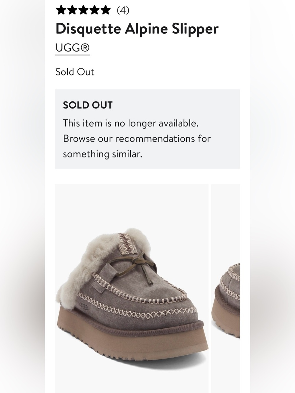 UGGS disquitte alpine platform slippers in grey suede faux fur